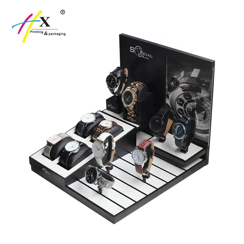 Counter Top Oem Exhibition Window Watch Display Stand Set Customized Watch Display Counter Rack Smart Watch Display Stand