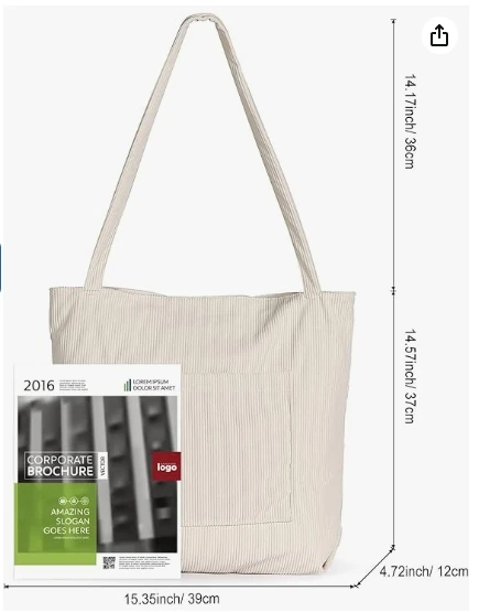 BSCI Factory Hot Selling Corduroy Tote Bag Large Shoulder Hobo Bags Casual Handbags Big Capacity Shopping Work Bag