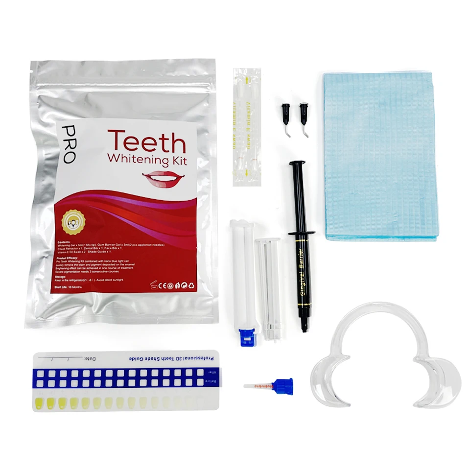 Professional CE Dental Gum Protector Double Tube Teeth Whitening Gel Dental Clinic Teeth Whitening Kit