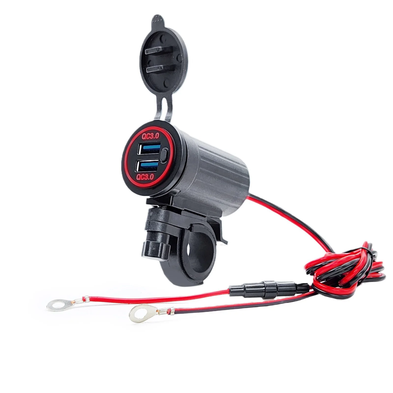 waterproof 12v-24v  usb charger with ON-OFF switch red color for Smart Phones Tablets GPS