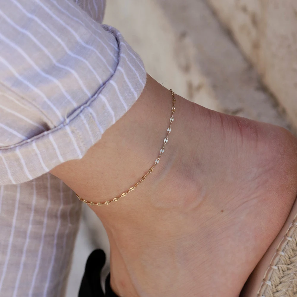 Cheap Wholesale  Adjustable Stainless Steel Gold  Lip Shape  Chain Anklets For Women