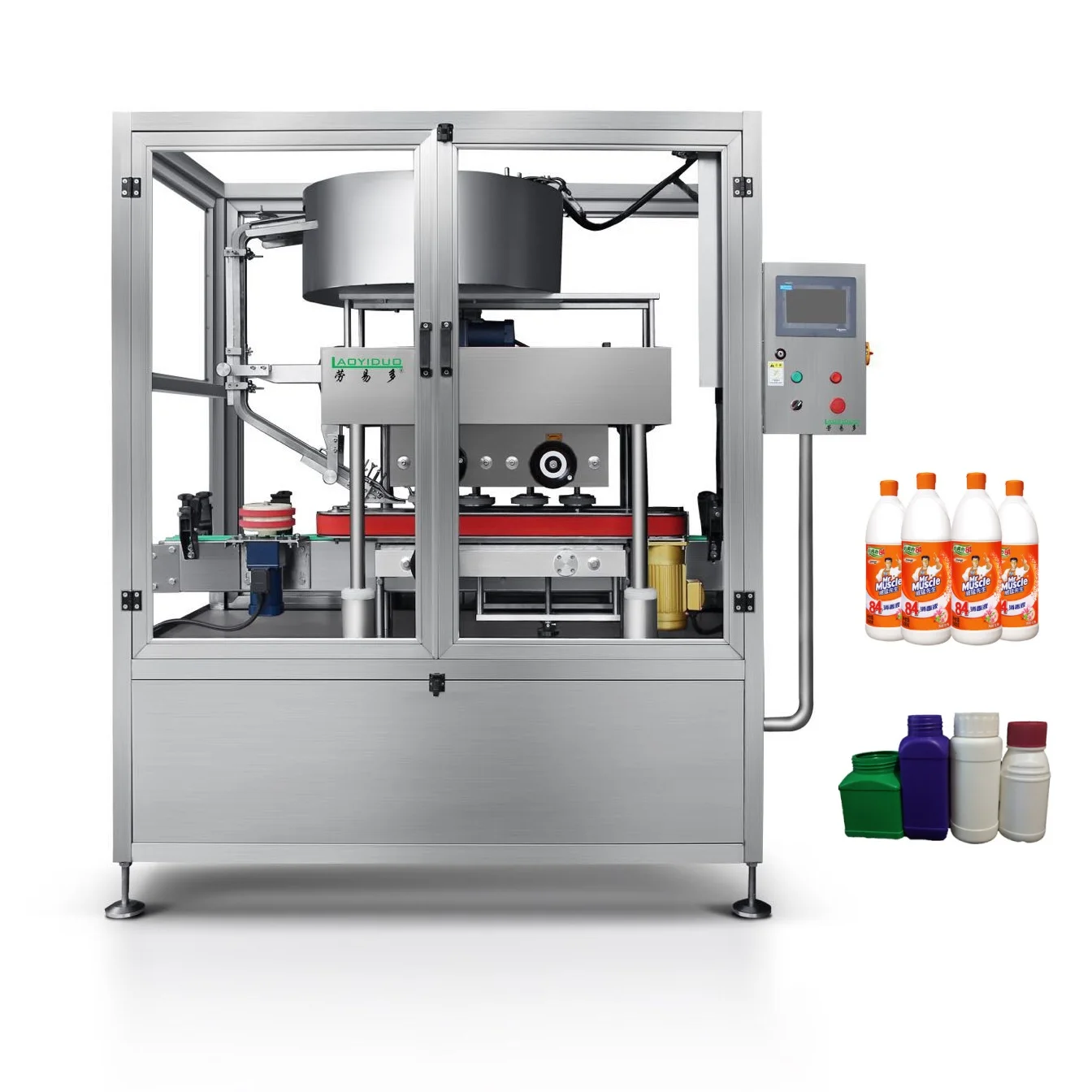 Automatic High Speed Linear Mental Twist Off Cover Trigger Pump Screw Capping Machine plastic bottle Line