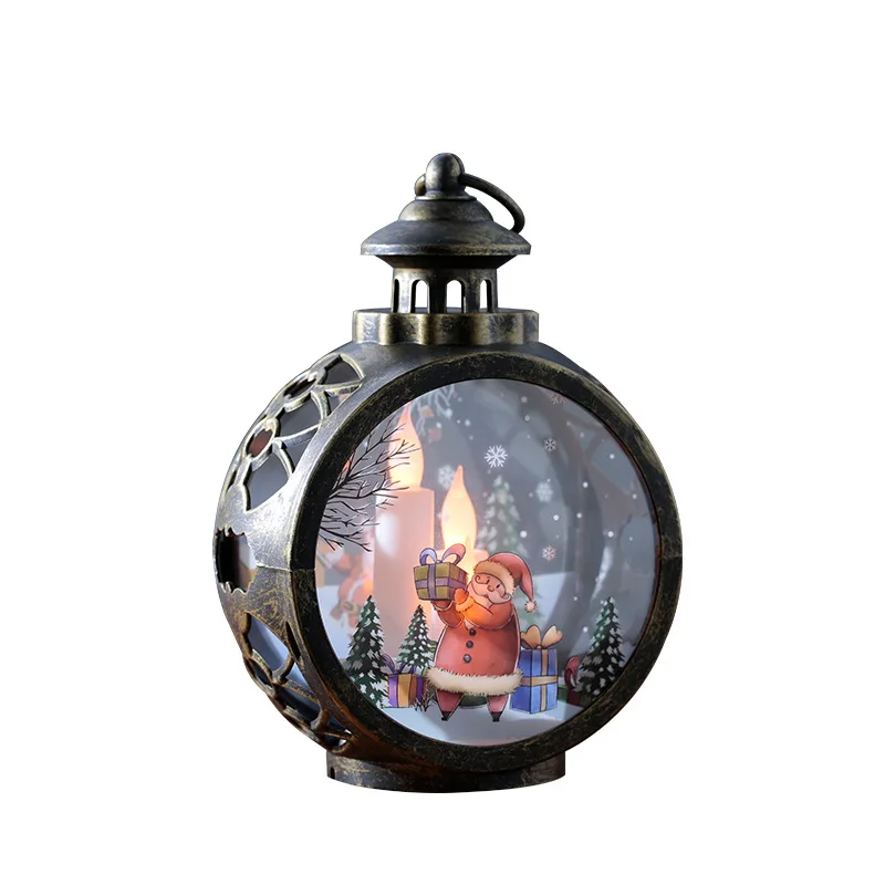 Creative Christmas Home Desktop Layout Props Atmosphere Pendants Bronze White Vintage Night Light Luminous Gift Led lantern