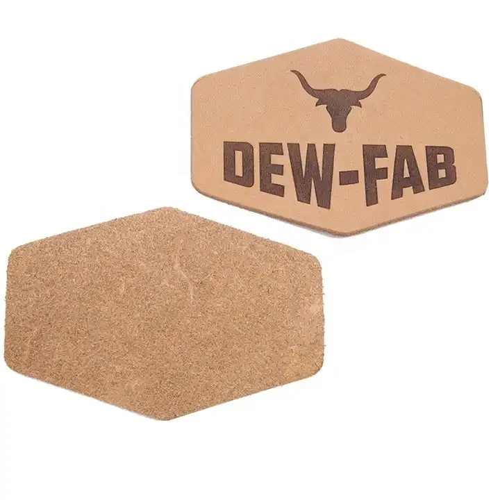 Jeans Clothing Labels Manufacturer Custom Logo Debossed Real Genuine Leather Patches for Hats