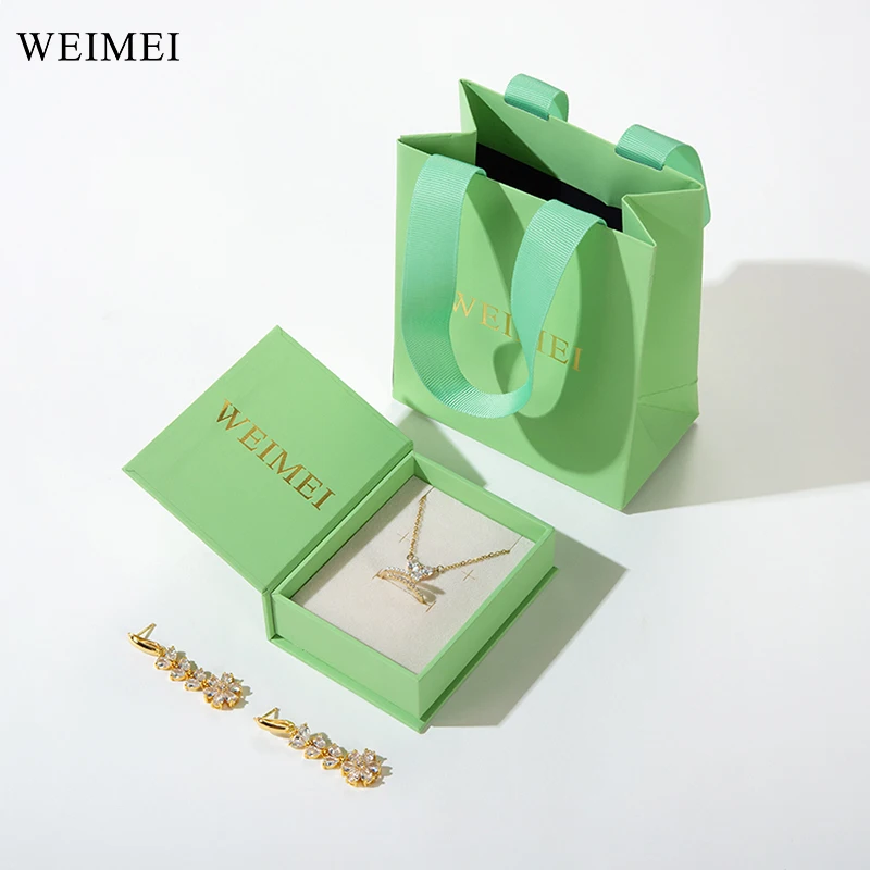 WEIMEI Wholesale OEM Custom Design Book shape Cardboard Ring Earring Packaging Box Paper Jewelry Box with Logo