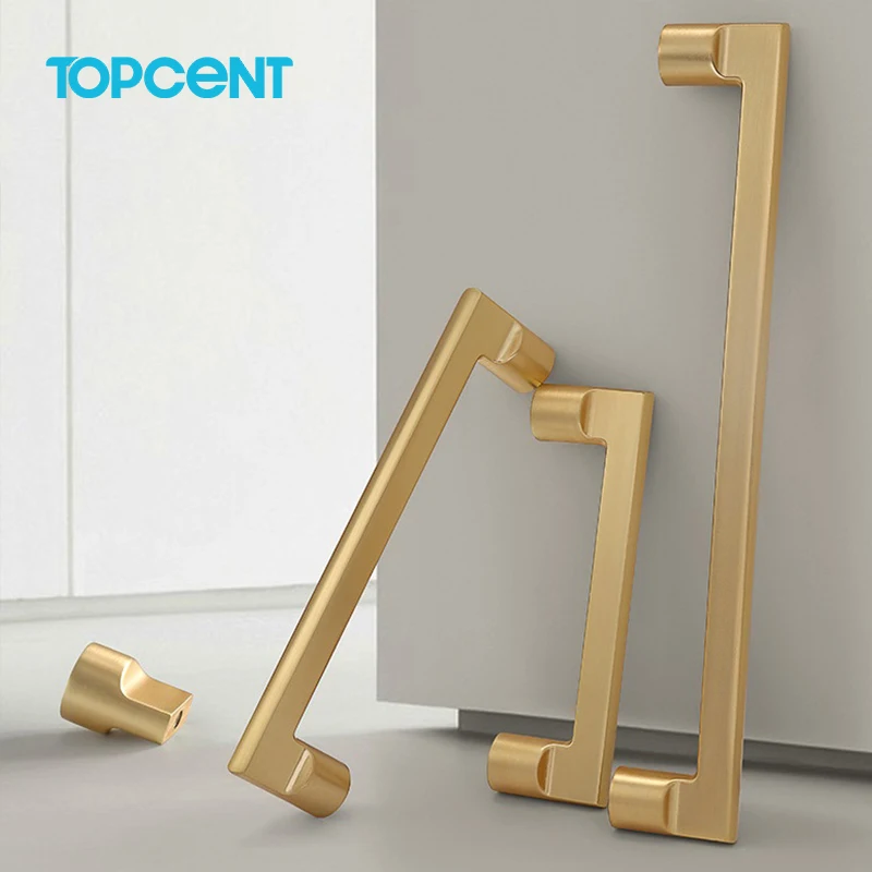 Topcent Zinc Alloy Black Gold Fashion Kitchen Cabinet Handles Solid Drawer Knobs