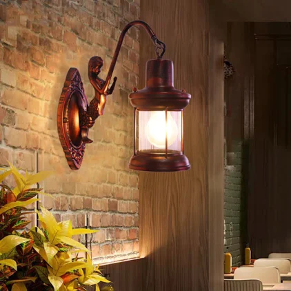 LED Vintage Retro Outdoor Brass Wall Lights Indoor Outdoor Decor Night Lights For Home Bedroom Aisle Staircase Brass Wall Lamp