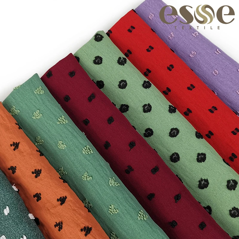 ESSE TEXTILE CEY dot fabric 4 way stretch egypt urigire crepe plain dyed jacquard 100% polyester