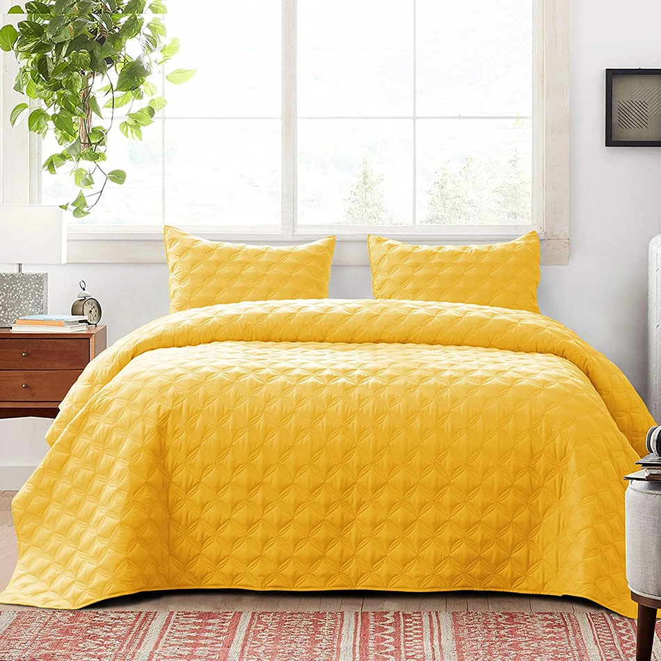 3-Piece Quilt Set with Pillow Shams, Soft, Lightweight and Reversible, Ellispe Quilted Bedspread/Coverlet/Bed Cover