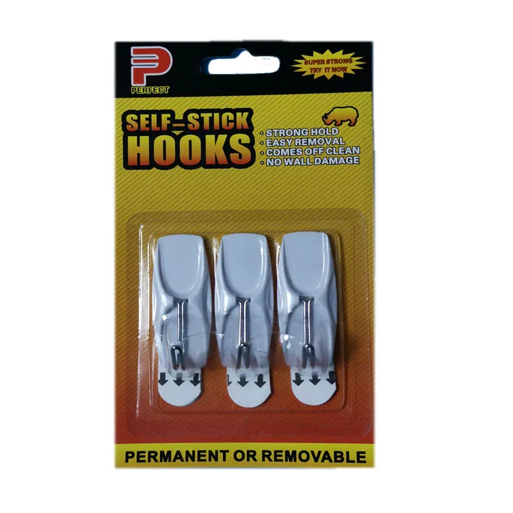 Plastic adhesive wall hanger hook holding 3kg