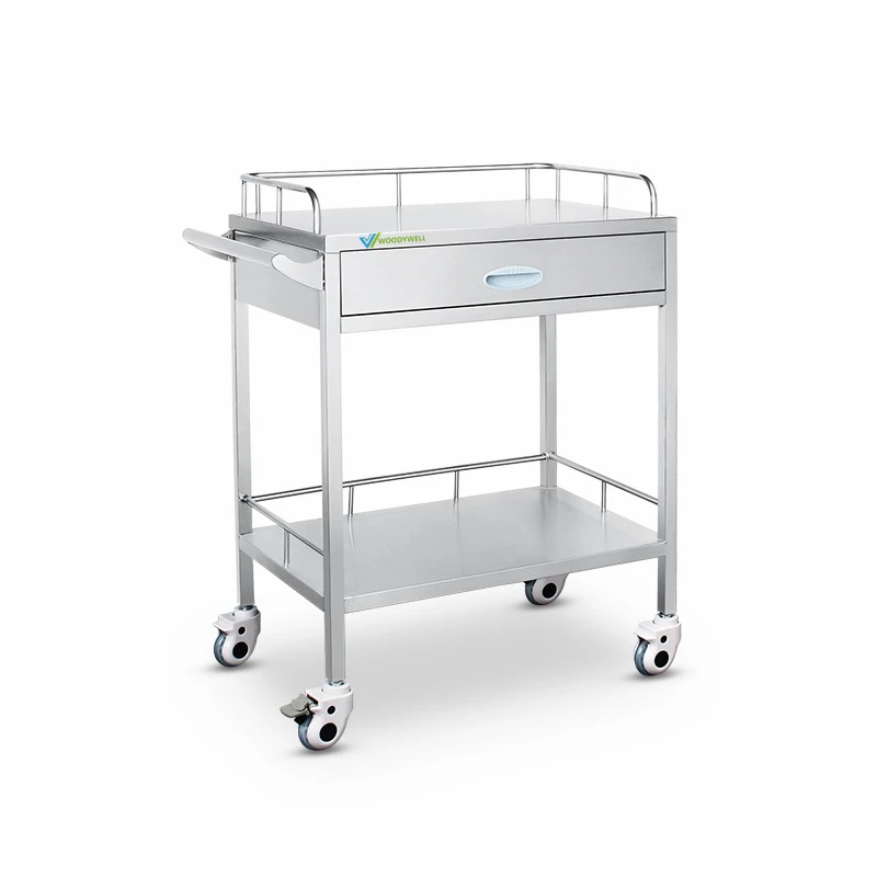 Hospital Furniture Clinic Equipment Stainless Steel Instrument Trolley
