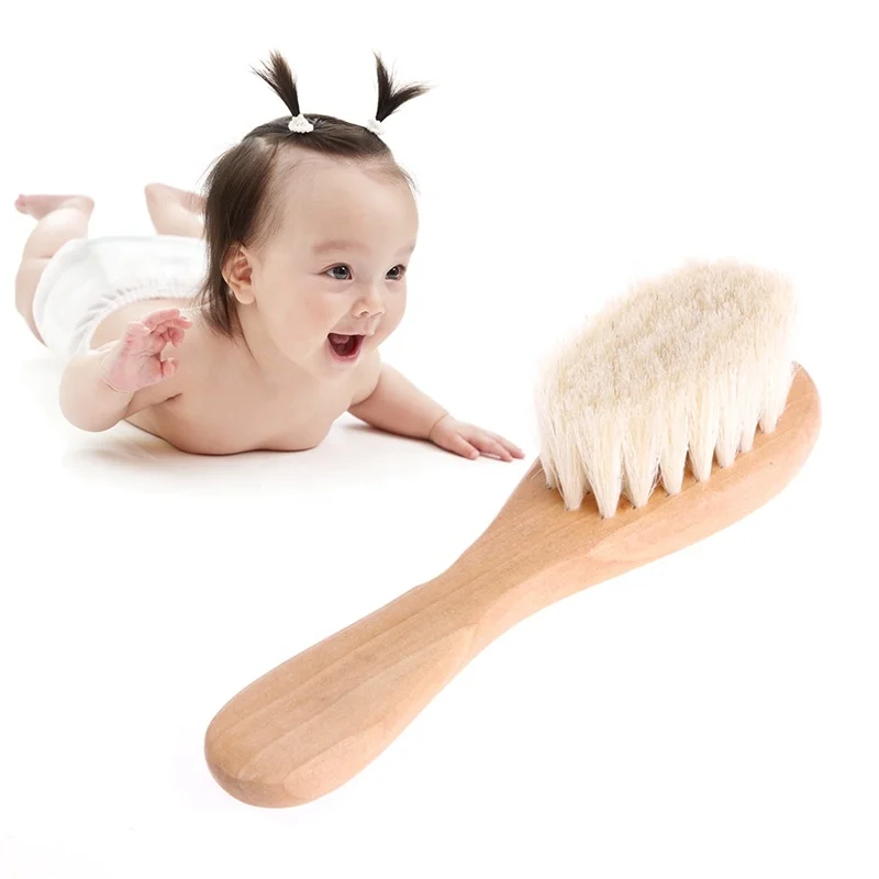 Yaeshii Best Quality  Wood Hair Baby Brush  Eco-friendly Material 100% Natural Goats Hair Baby Brush wood hair brush