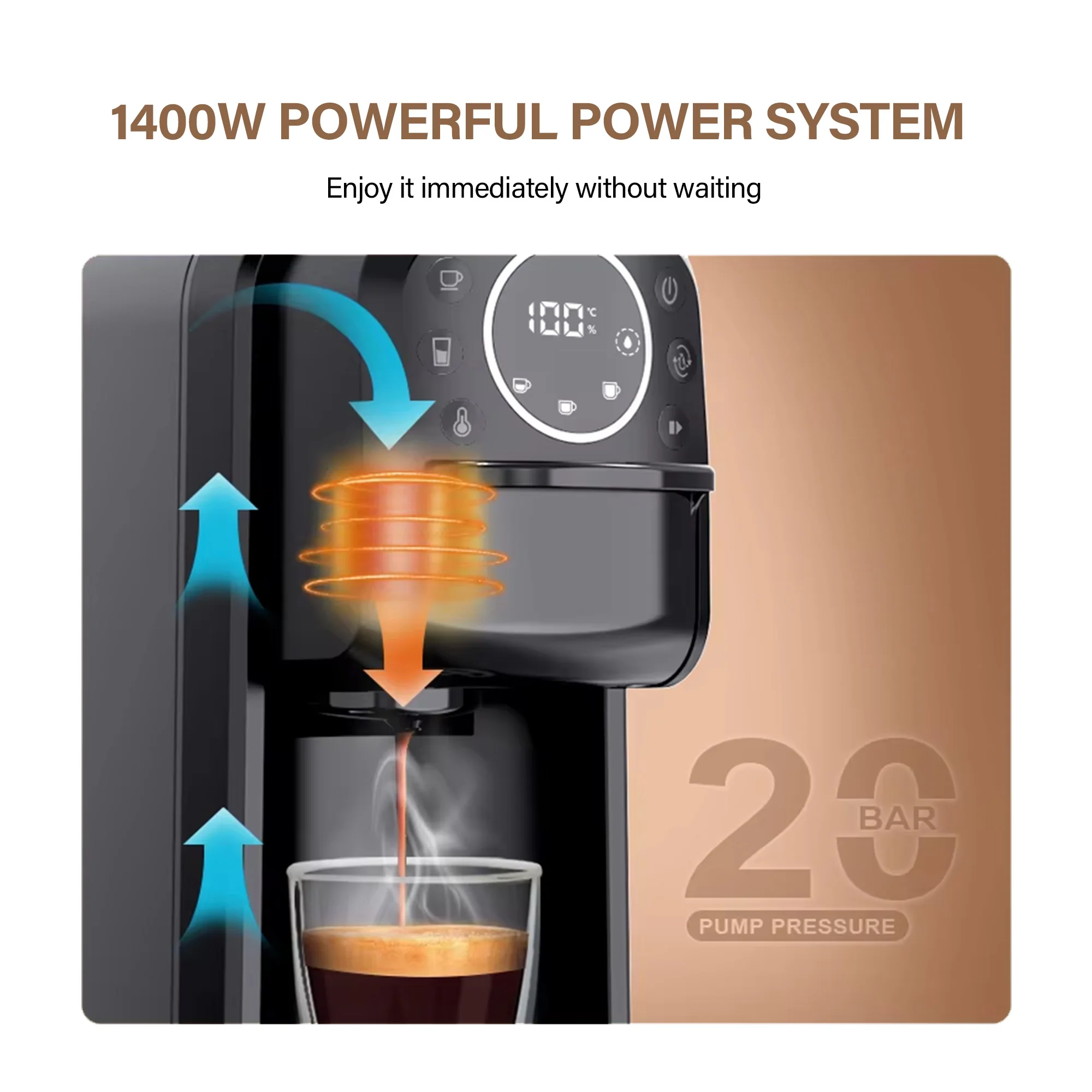 3 In 1 Multi Espresso Capsule Coffee Maker LED Display Electric Commercial Small Espresso Coffee Machine