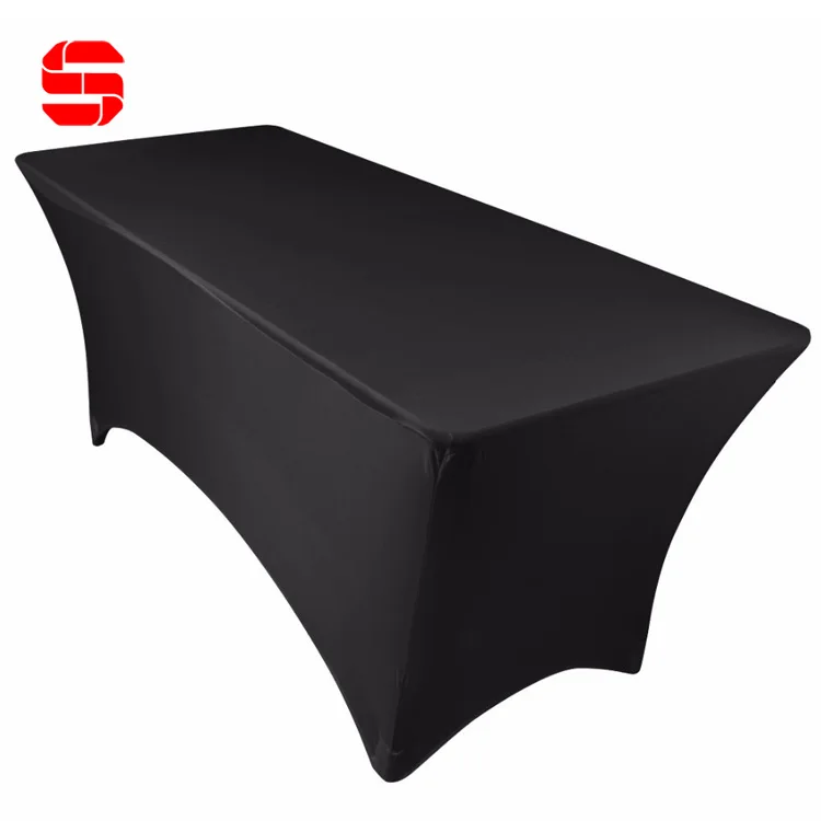 Wholesale 6 8 10 ft Blank Solid Color Business Fitted Stretch Display Royal Blue Table Cloth Covers Fitted Spandex Tablecloth