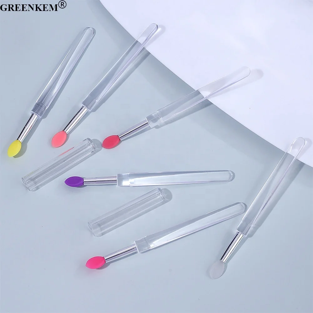 Nail Art Clear Handle Silicone Soft Liquid Glitter Makeup Brush With Dustproof Nail Powder Brush