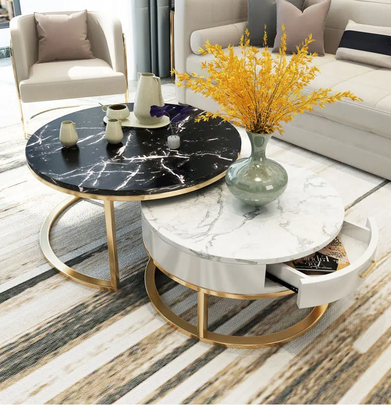 Balcony leisuressmall apartment round marble coffee tea table living room center table