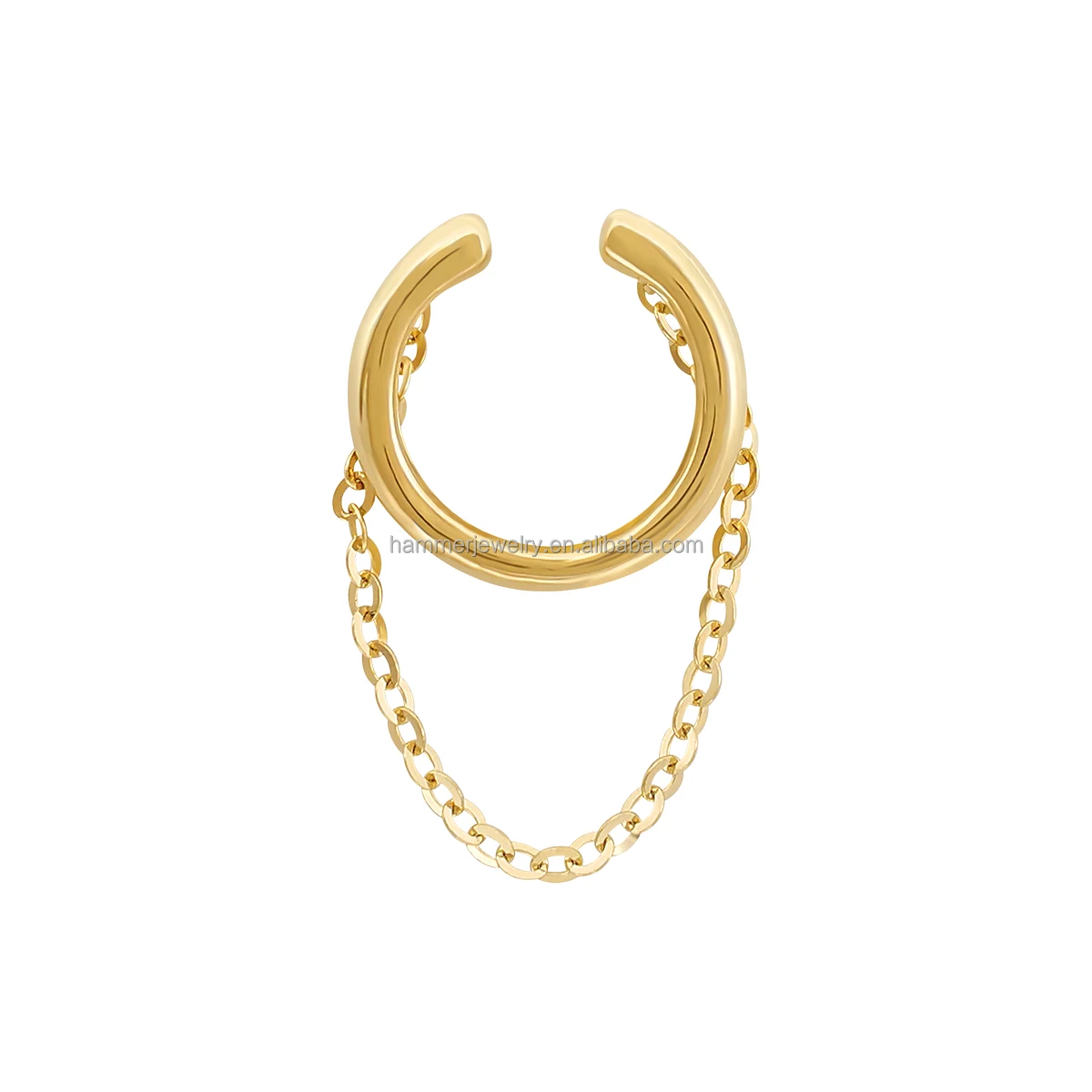 New Arrival 14k Yellow Gold Unisex  Dangling Chain Tassel Earrings Jewelry  with Trendy O Chain for Anniversary Gift
