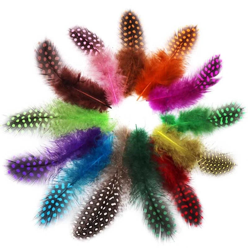 6-12cm Wholesale Dyed Multi-Color Plumas feather Dotted Guinea Fowl Pearl Feathers for crafts Decoration Accessories