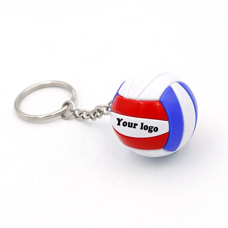Cheap mini sports souvenir gifts keychain custom volleyball shape print logo ball keychain wholesale
