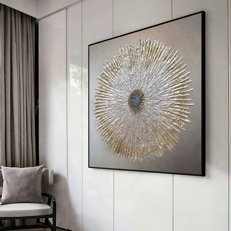 40x40 Inch Contemporary Hand Painted Abstract Canvas Wall Art Texture Grey 3D Paintings for Wall Decorations