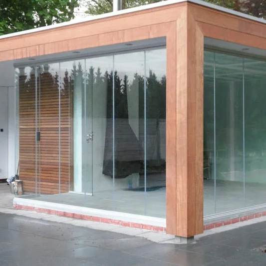 Topbright aluminum hardware water proof tempered lowes glazed exterior glass frameless folding doors