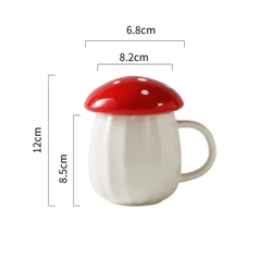 Tiktok Creativity Ceramic Mushroom Mug Cute Coffee Mugs With A Lid 8.5Oz  Fun Cups Birthday Gift Ladies Children