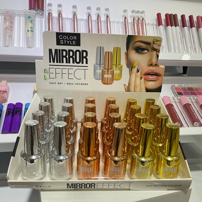 The new custom logo nail polish oem private label gold and silver lasting mirror nail polish