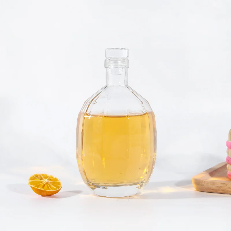 Free Sample Unique 50 cl Vodka Bottle Glass Spirit Bottles With Cork Stopper For Liquor Wine Brandy Tequila
