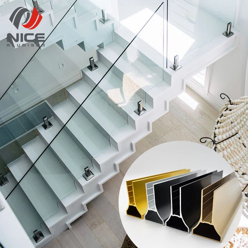 mill aluminum square base shoe glass railing side mounted u channel for frameless glass balcony railing