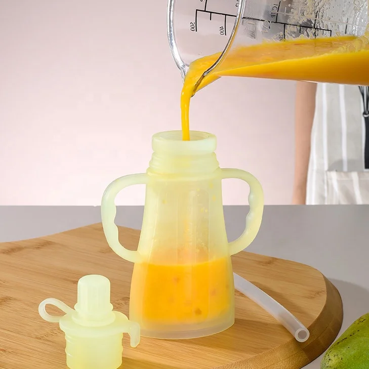 New Arrivals Reusable Silicone Freezer Food Fruit Puree Baby Feeder Bag Breast Milk Storage Pouch Baby Food Keep Fresh Pouch