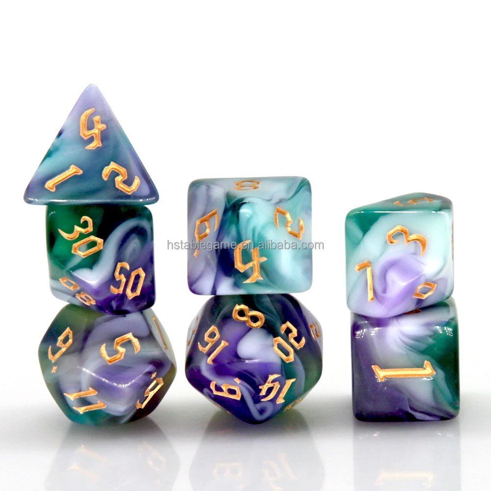 HS Dice Blend colors  Polyhedral DnD Mixed Color Dice 7pcs Set for RPG Dungeons and Dragons Board Games