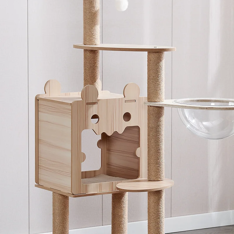 Cat Climbing Frame Integrated Nest Cat Tree Tower Shelf Large Sisal Toy Jumping Platform Scrapers Cats Toys for Pet Products