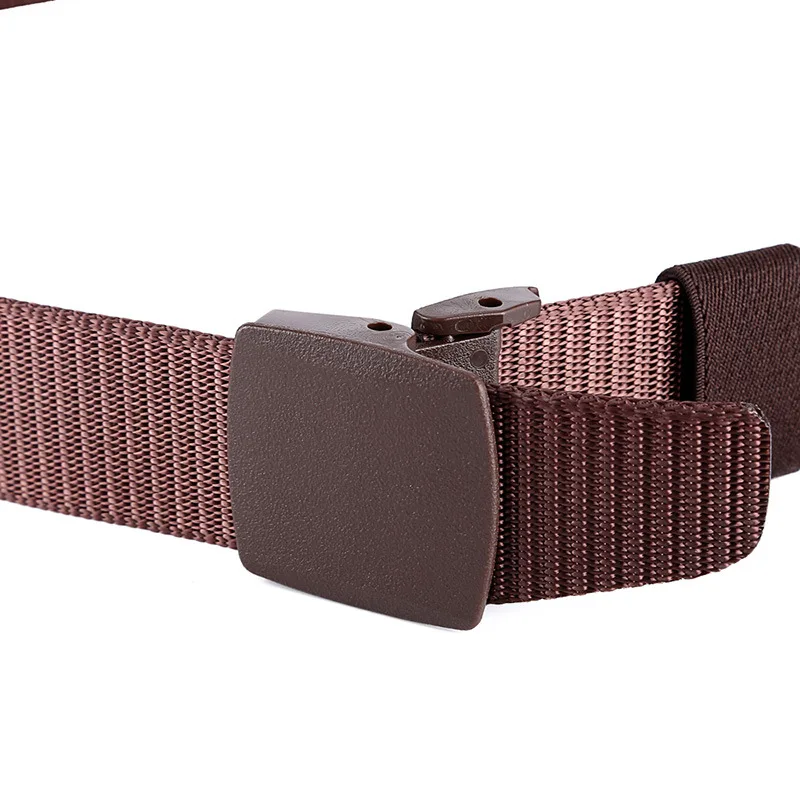 Plastic steel buckle head tank print nylon canvas belt smooth buckle tactical belt durable all-matching casual belt for men