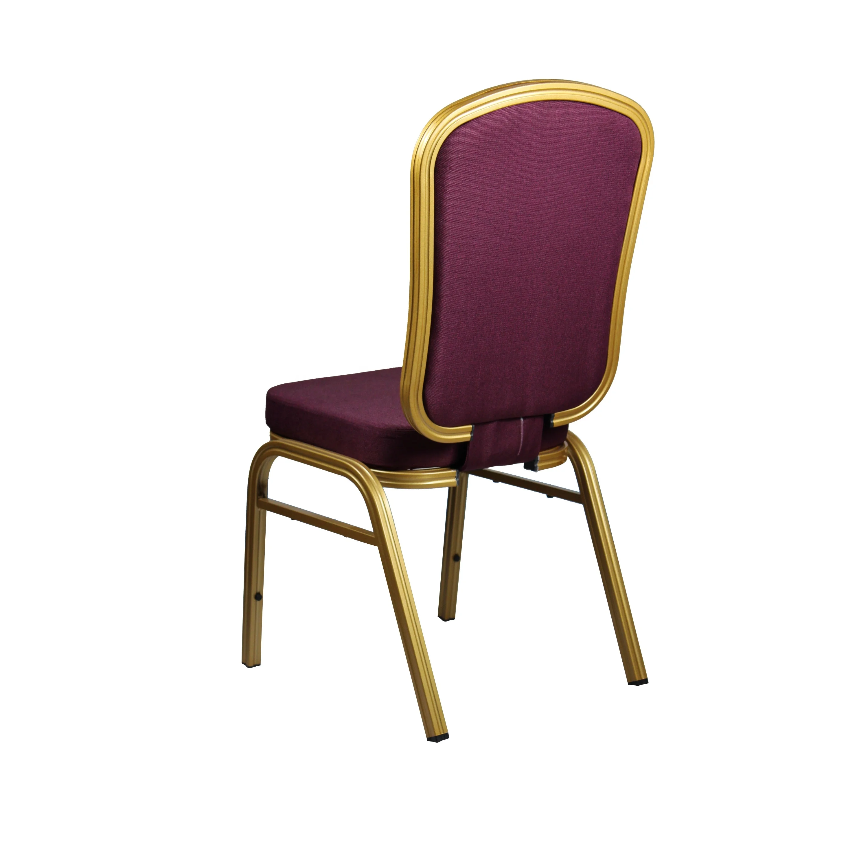 Traditional Chinese Style Royal Red Wedding Ceremony Gold Iron Frame Hotel Chair for