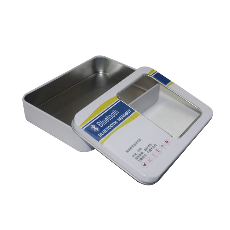 Chinese Manufacturer Small USB Flash Disk Tin Box Gift Souvenir Rectangular Tin Box Lighter Badge Craft Packaging Window Tin Box