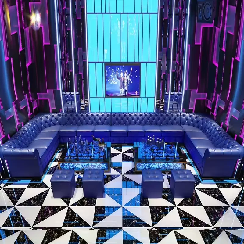 Pu leather modern Night Club Sofa leather modern Night Club Sofa Modular Hotel Lounge Booth Led Seating KTV Bar Sofa