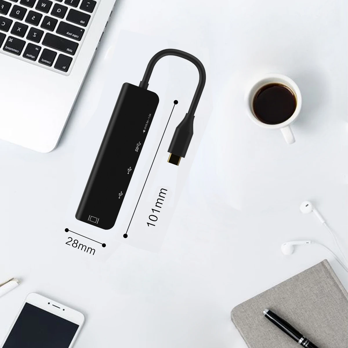 Заводская поставка 5 портов алюминия 5V зарядки USB3.0 4K USB C многопортовый концентратор для мобильных телефонов компьютеров портативных ПК в 1 взаимный обмен данными между компьютером и периферийными