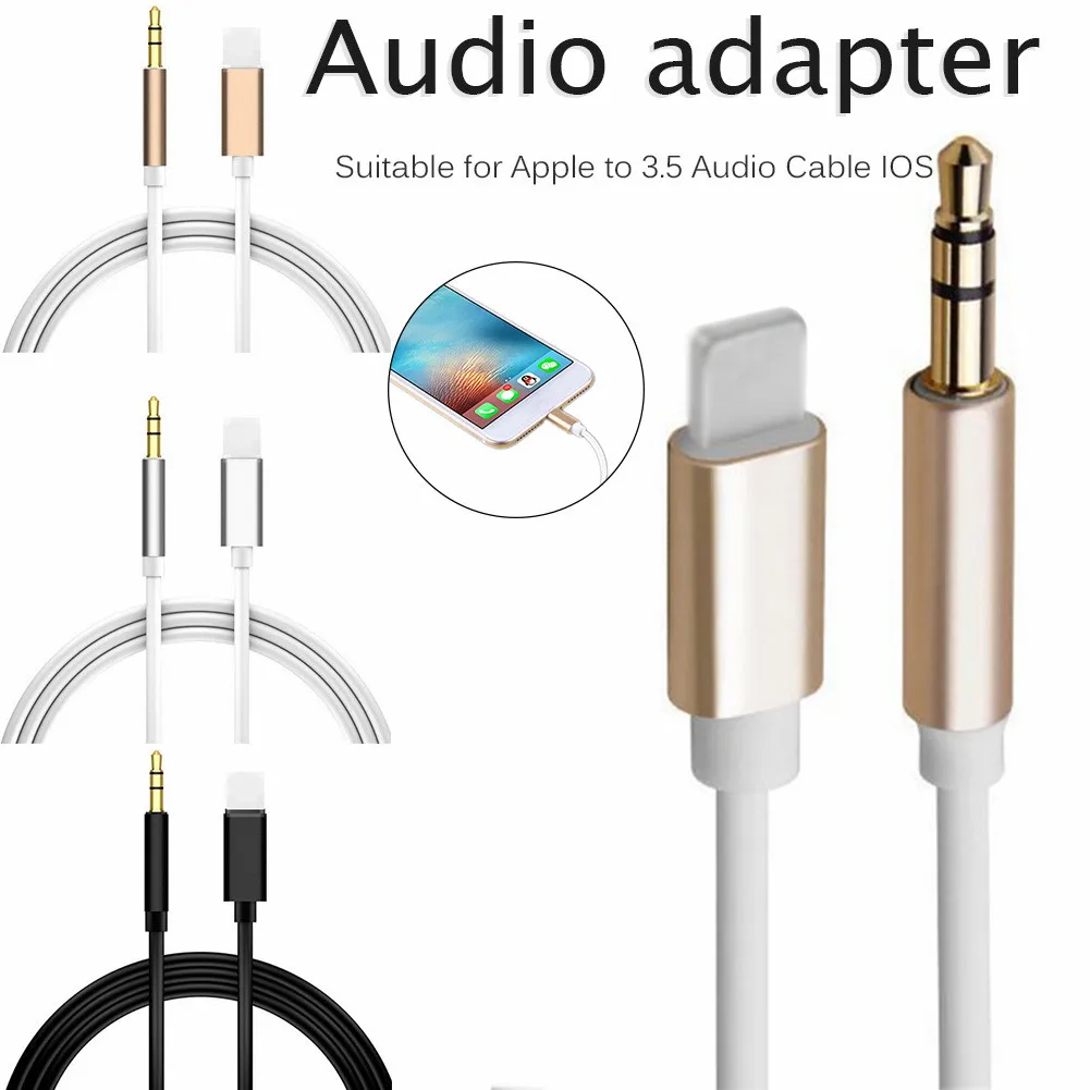 New Arrival 1meter 3.5mm Aux Cable Lighting To Male 3.5mm Car Cable For Iphone Aux Adapter Cable