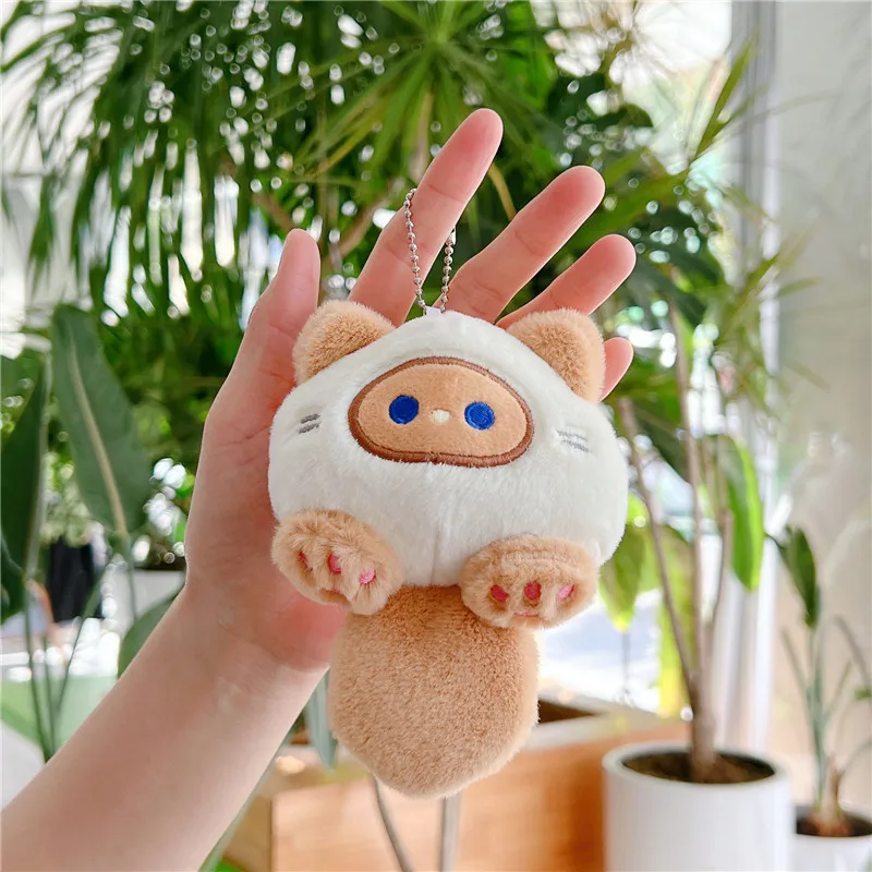 Cute BBS Casual Cat Doll Plush Pendant Cotton Key Chain Bag Pendant with Sound Squeak Cartoon Inspired Design