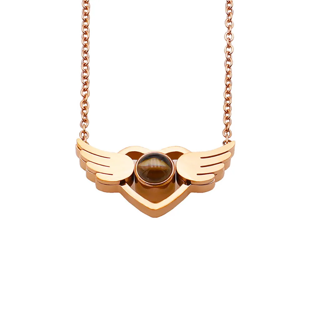 QIUHAN OEM I Love You Necklace Memory Necklaces Custom Photo 100 Languages Necklace