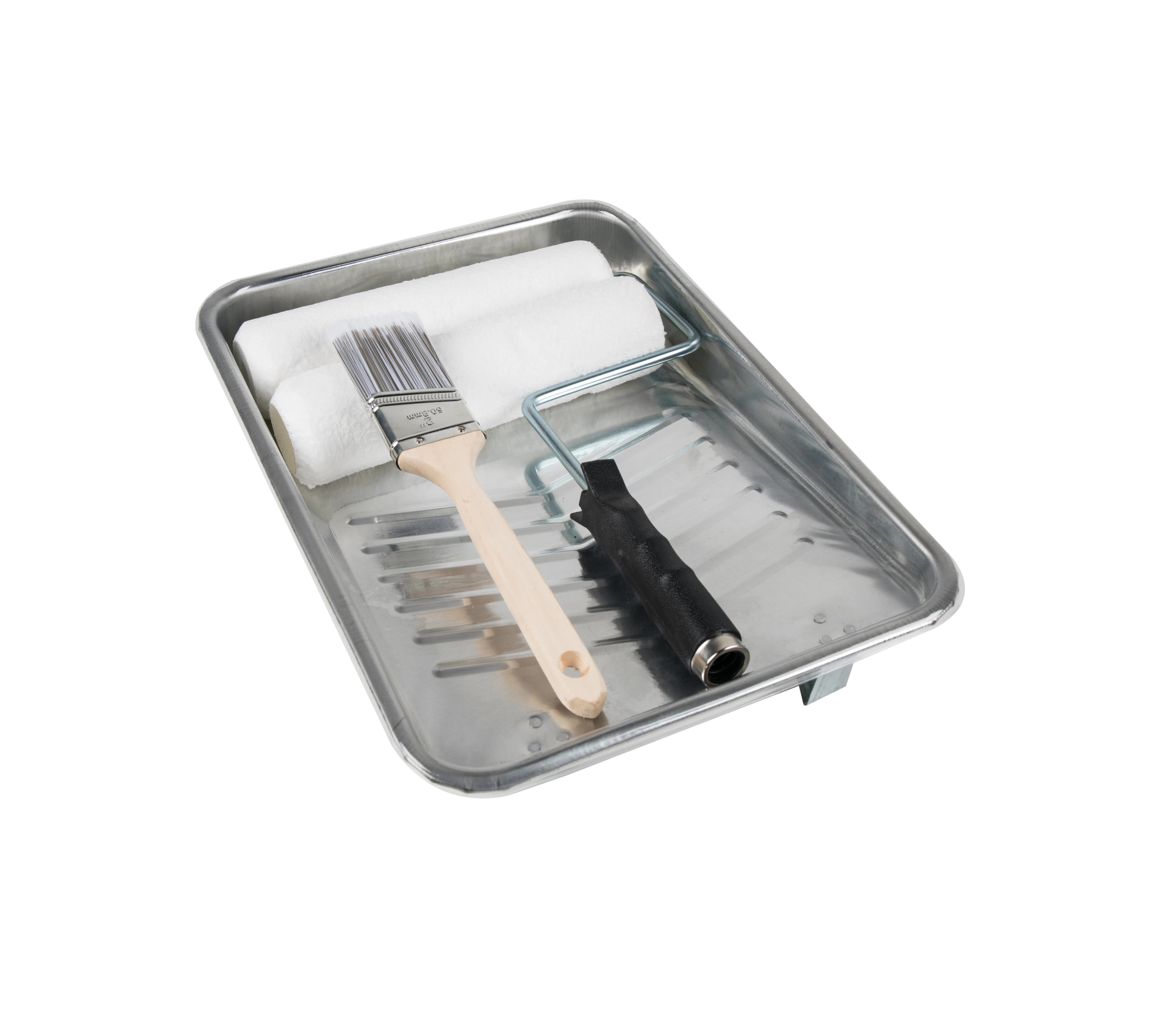 9 Inch Zinc Plated Metal Tray for Painting Accessorial Tools with Brush Roller Durable Paint Tray