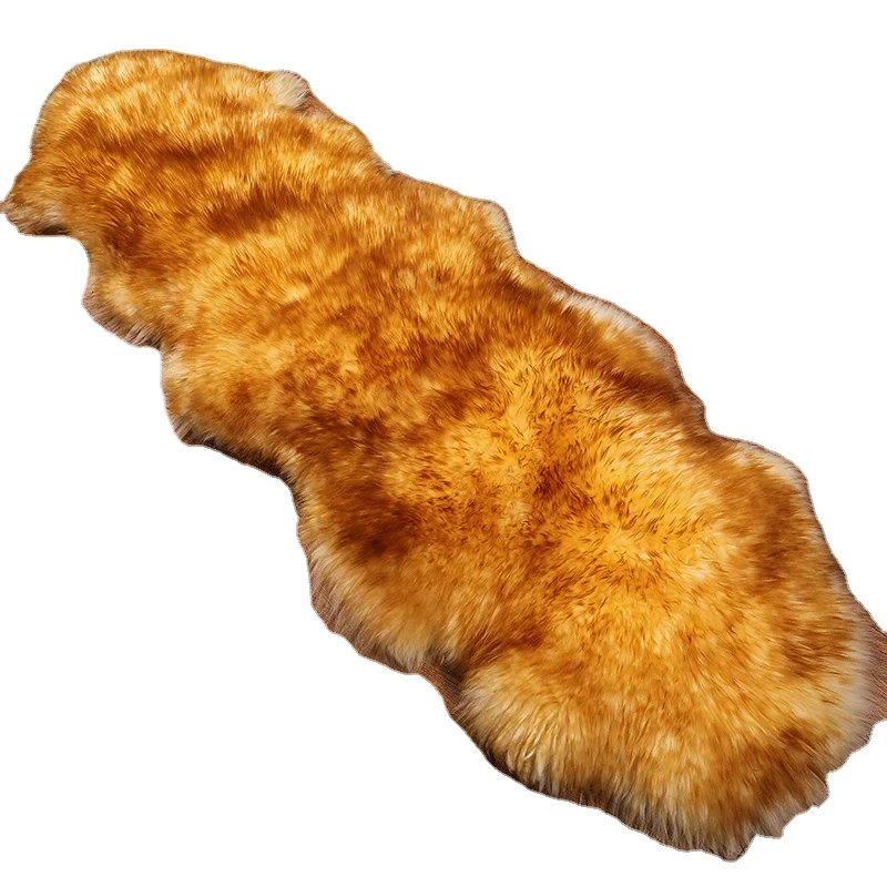 natural Curly 100% Genuine Thick long hair Mustard Sheepskin Rug