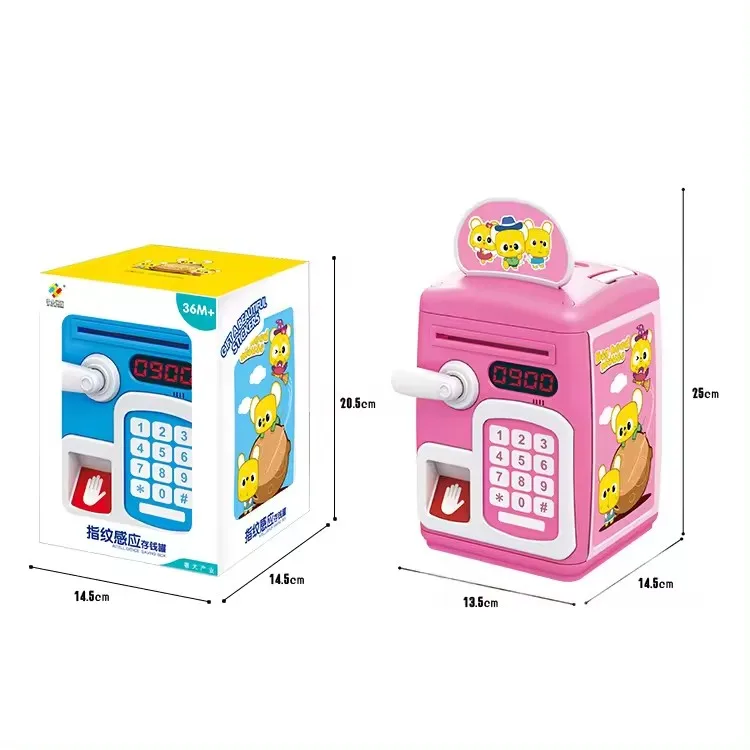 Fingerprint Sensor Electronic Money Box Mini Atm Bank Toy for Children