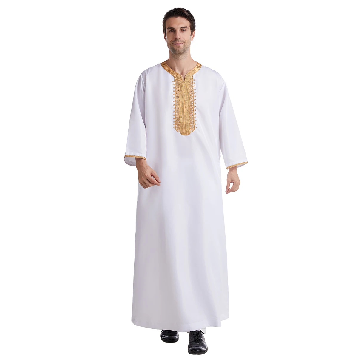 Wholesale All Season Quality Modern Middle East White Color Arabic Jubbah Daffah Qatar Robes Kurta Muslim Men Islamic Clothing