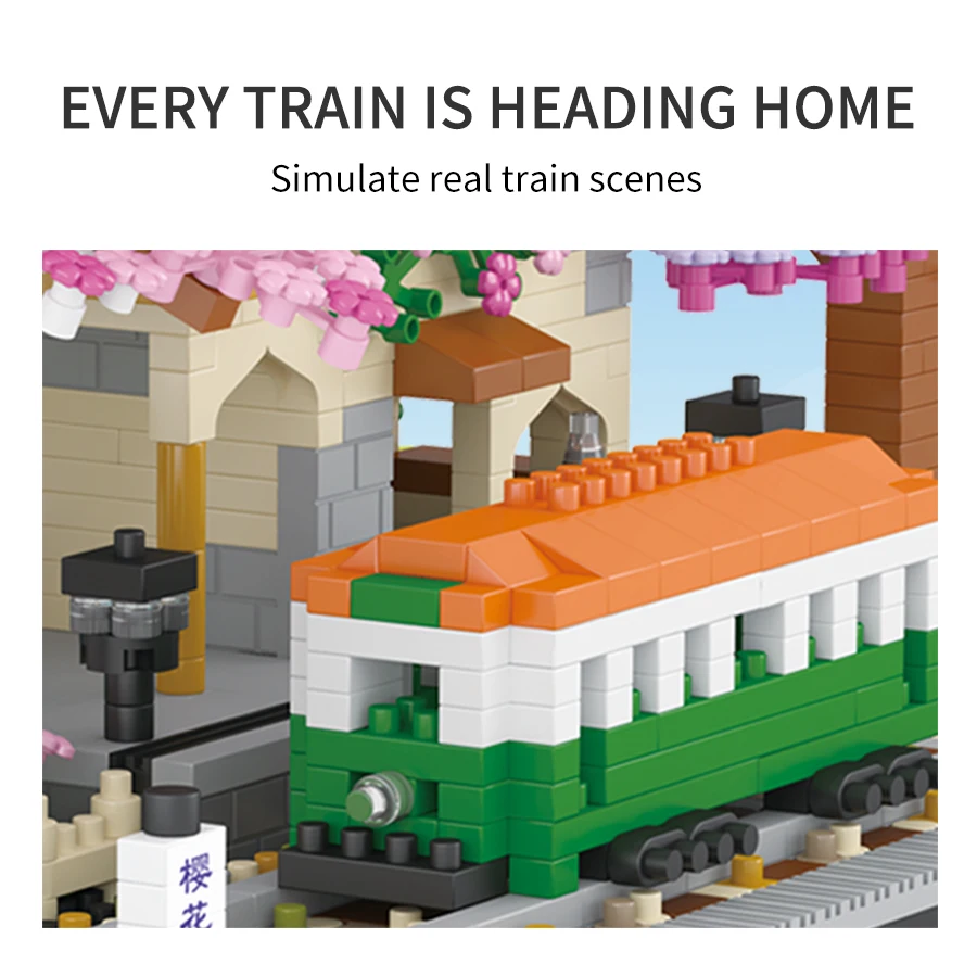 Toys 2024 Building Block Sets Low Moq Yi Run Cherry Blossom Tree House Train Toys DIY For Adults 14+ Ages