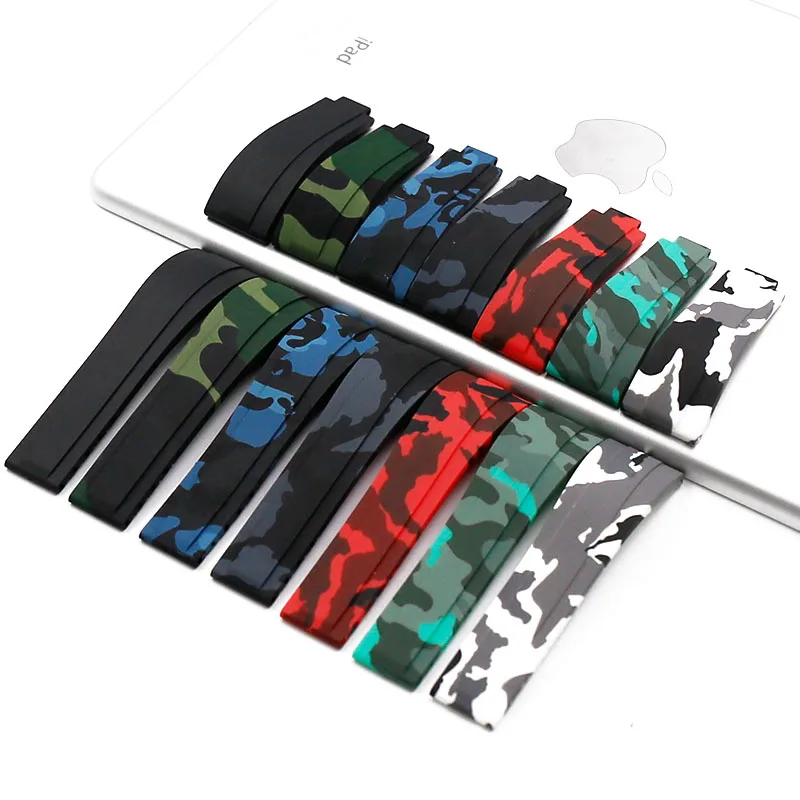 Камуфляжный резиновый ремешок, мужские 20 мм аксессуары для часов, часы для часов, силиконовый ремешок, зеленая вода, призрак, Спорт на открытом воздухе, Ремешки для наручных часов