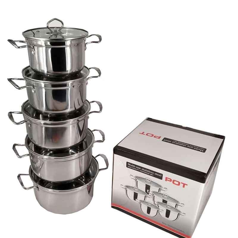 High Quality Multi-use Stainless Steel Cookware Set Pot Cooking Pot Casseroles 5 PCS set of 18-20-22-24-26cm