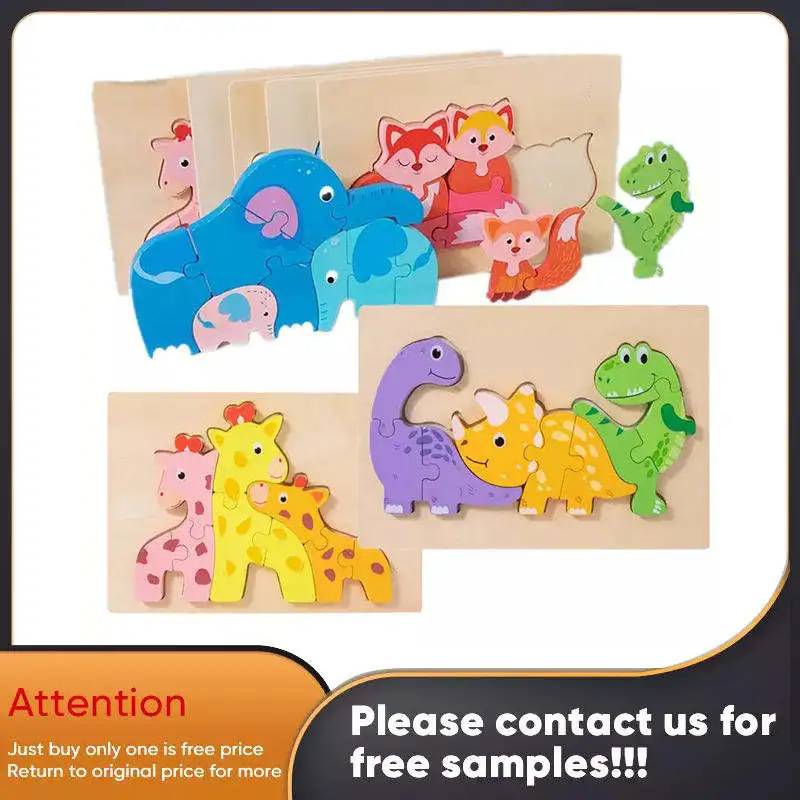3d Puzzles Educational Toys Kids Animals Montessori Game Wooden Assemble Pegged Puzzles Board Children Preschool