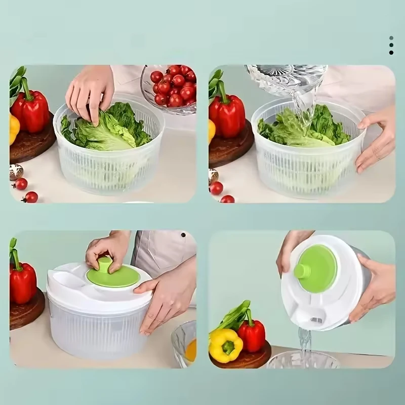 3L Manual Rotation Dehydration Salad Spinner Dryer Kitchen Vegetable Spinner Major Salad Spinner