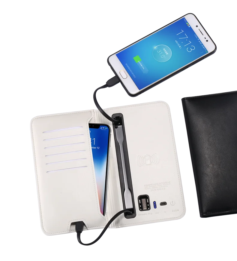 China Professional Customized Wireless Charger Powerbank in Wallet as Business Gift